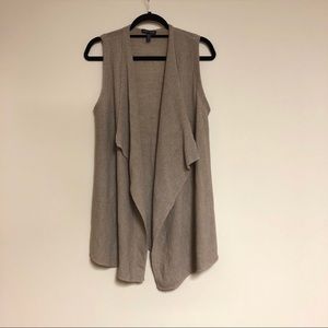 Tan EILEEN FISHER Draped Wool Knit Vest Size M